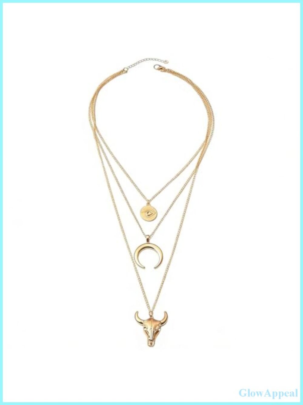 Boho Layered Necklace Western Cowgirl Alloy 3 Strand Adjustable